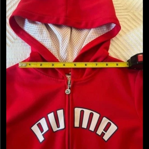 Puma Red Fleece Hoodie Sweatshirt Girl’s XL - Picture 2 of 11
